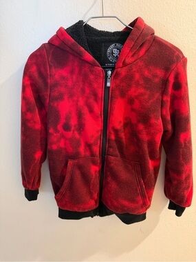 Street Rules Boys Zip-Up Hooded Sweater Red/Black Size 8
